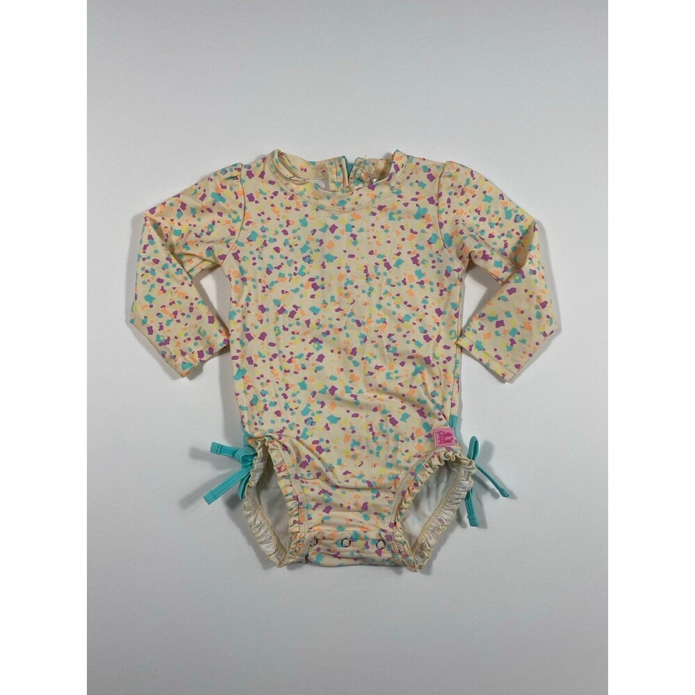 RuffleButts Confetti Long Sleeve Rash Guard Swimsuit Baby 18–24M